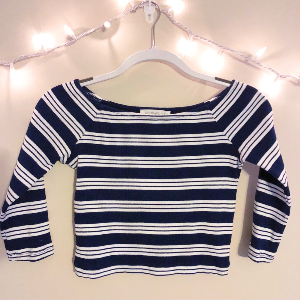Forever 21 | Striped Off The Shoulder Crop Top